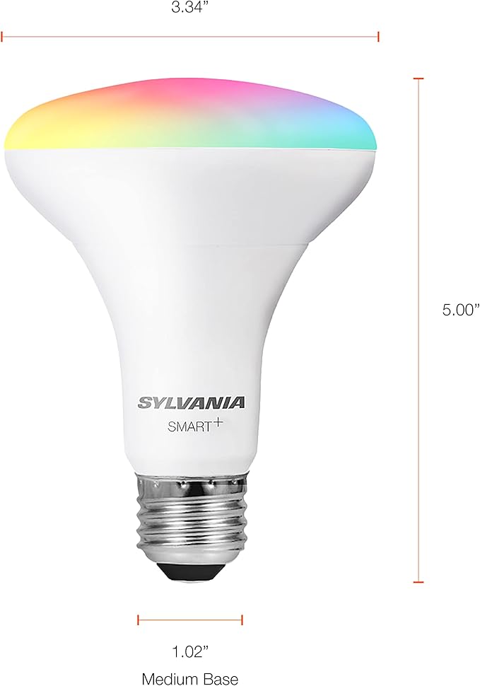 Sylvania WiFi LED Smart Light Bulb, 65W Equivalent Full Color and Tunable White BR30, Dimmable, Works with Alexa and Google Home Only - 4 Pack (75688)