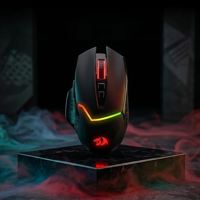Redragon M690 MAX Wireless Gaming Mouse, Tri-Mode RGB Mice w/ 7 Macro Buttons, 12800 DPI, 400mAh Rechargeable Mouse for PC/Mac/Laptop