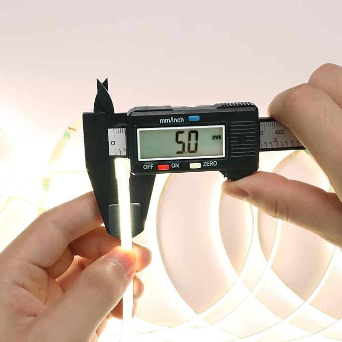 TOPAI 12V Thin 5mm COB LED Strip Light 4000K Natural White 16.4ft Bright 4000Lm CRI>90 Uniform Dotless 400LEDs/M Adhesive Flexible Cuttable LED Tape for DIY, Bedroom, Under Cabinet Lighting