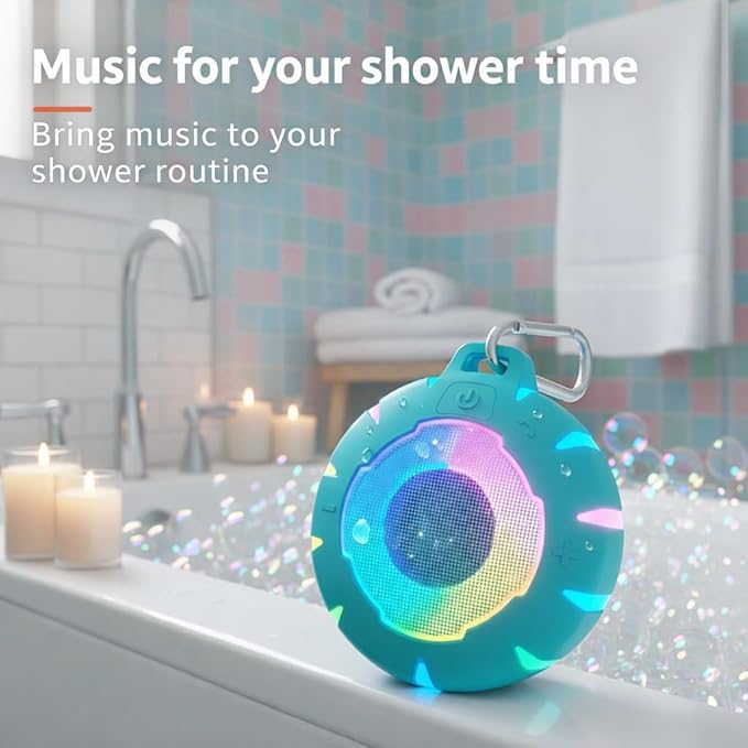 HEYSONG Waterproof Shower Bluetooth Speaker, Durable & Portable with Clear Sound, Ideal for Shower, Pool, Beach & Kayaking – Great Gift for Girls, Women & Men