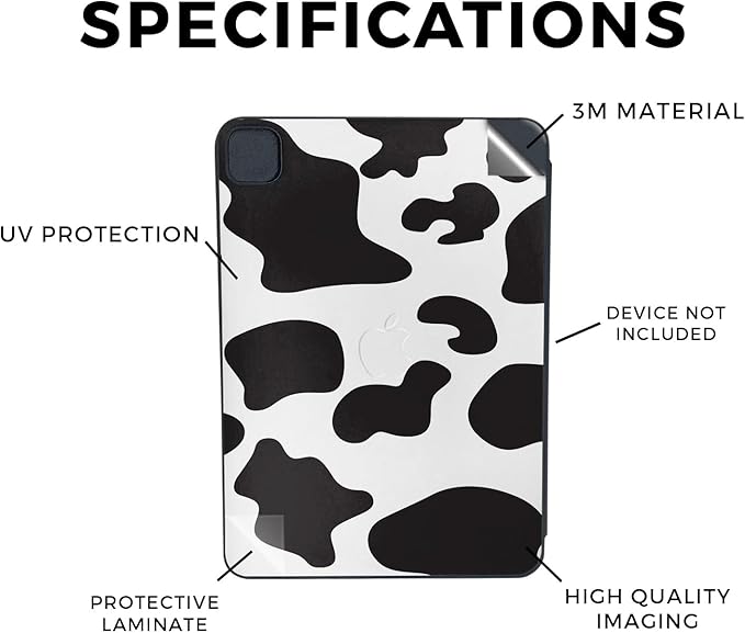 Skin Compatible with Apple Smart Folio for iPad Pro 11-inch (M4/M5) 2025 - Cow Print - Premium 3M Vinyl Protective Wrap Decal Cover | Crafted in The USA by MightySkins