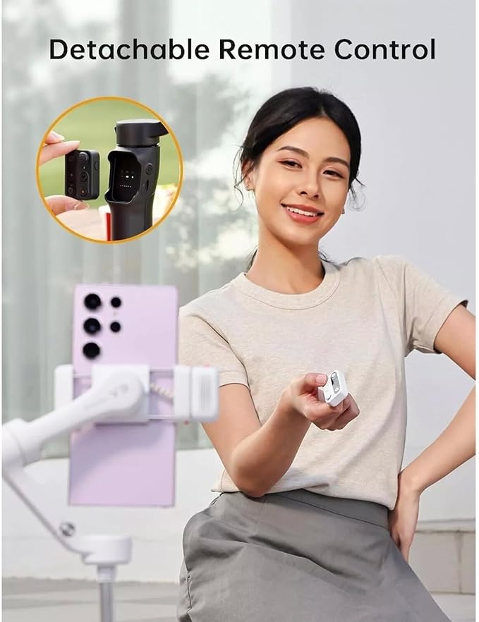 Hohem iSteady V3 Gimbal Stabilizer, Magnetic AI Tracking, Removable Remote, 3-Axis Smartphone Gimbal with Built-in Telescopic Rod and Tripod, Perfect for Content Creators(Black)