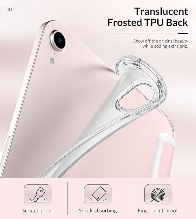 MoKo Case Fit New iPad mini 7 (A17 Pro) 2024, iPad mini 6th Generation Case 2021 (8.3-inch), iPad mini 6 Case, Soft TPU Translucent Frosted Back Cover Case for iPad mini 7th, Light Pink