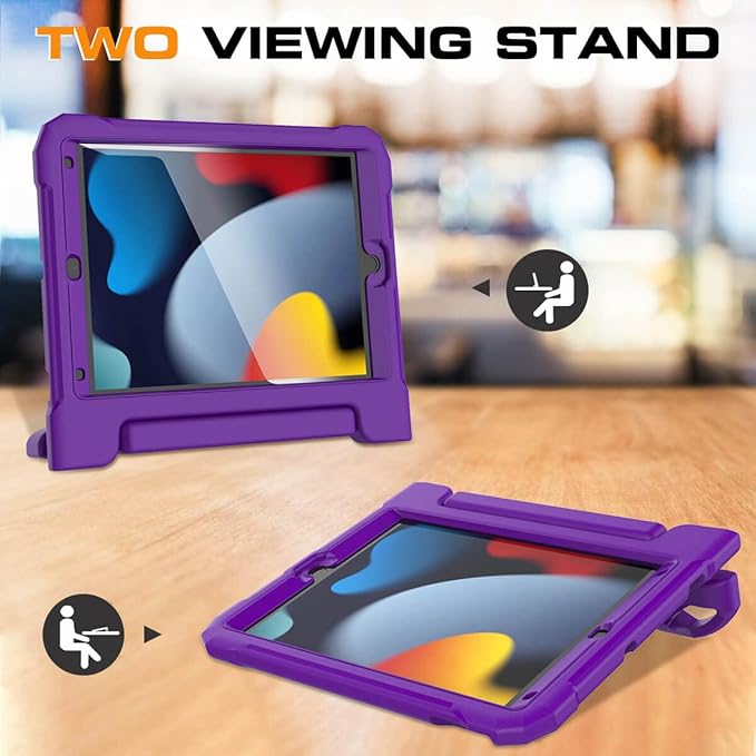 Kids Case for iPad 9th/8th/7th Generation 10.2 Inch 2021/2020/2019, Case for iPad Air 3rd Gen/Pro 10.5 Inch, Durable Shockproof Cover with Screen Protector for iPad 10.2 & 10.5, Purple