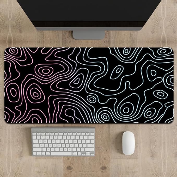 Rcege Large Mouse Pad for Desk - Gaming Mouse Pad with Stitched Edges, Anti-Slip Base for Keyboard and Mouse(Dazzle Black,23.6L x 11.8W inches)