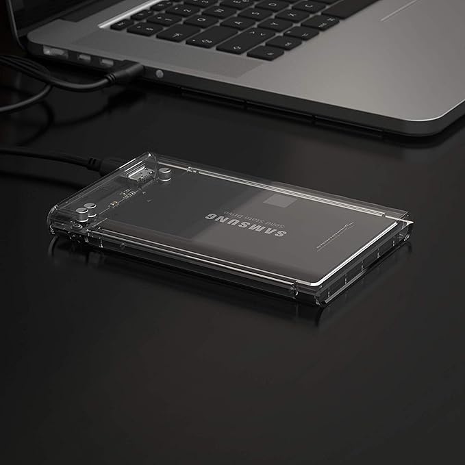 SABRENT 2.5 Inch SATA to USB 3.0 Tool Free Clear External Hard Drive Enclosure [Optimized for SSD, Supports UASP SATA III] (EC-OCUB)