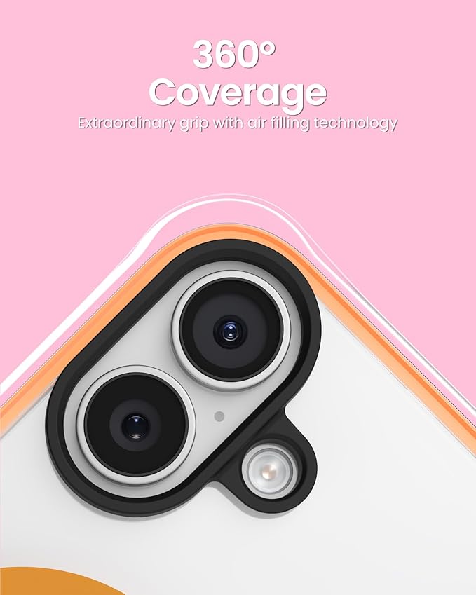 ORNARTO Air Case for iPhone 17 Clear | Military-Grade Drop Protection | Camera Control Button | Compatible with MagSafe | Built-in Air Phone Cover - Orange