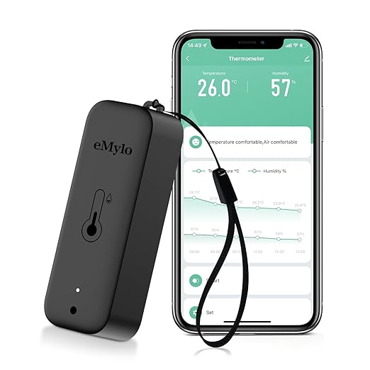 WiFi Thermometer, Humidity Meter with Smart Alert, Data Storage and Calibration, Temperature and Humidity Monitor for Bedroom, Baby Room, Warehouse, Cellar, Greenhouse, Black 1 Pack