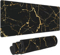 Black and Gold Marble XL Large Mouse Pad with Stitched Edges Long Non-Slip Rubber Base Mousepad Laptop Keyboard Mat Desk Pad for Office Home Desk Decor, 31.5" X 11.8"