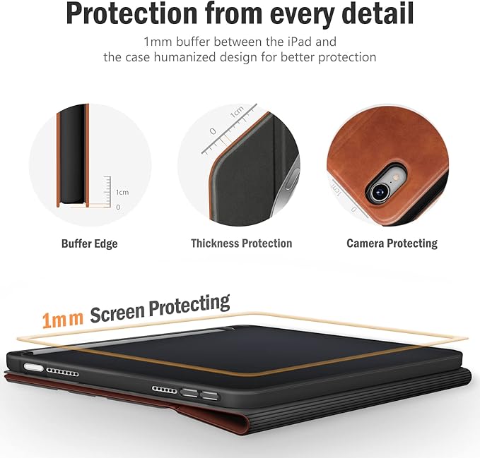 Antbox Case for iPad mini 7 A17 Pro, iPad mini 7th/6th Generation Case (2024/2021) with Pencil Holder Vegan Leather Smart Cover with Auto Sleep/Wake Stand Function