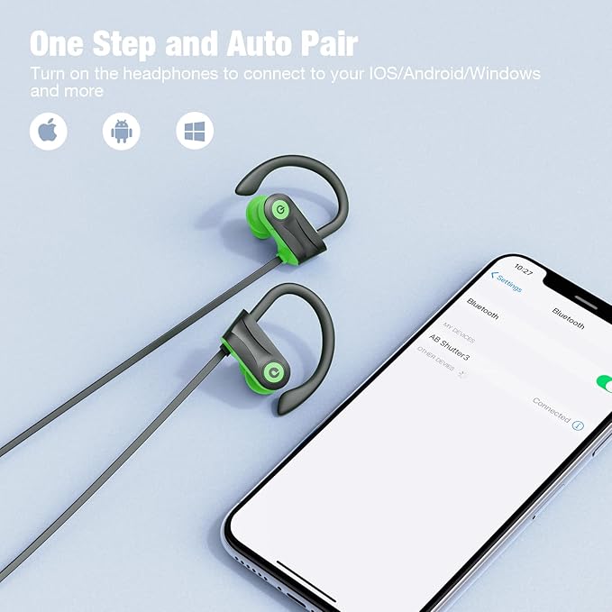 Boean Wireless Headphones Workout Headphones Bluetooth 5.3 with IPX7 Rating Workout Running Headphone with 16 Hours Bluetooth Earbuds for Man Women