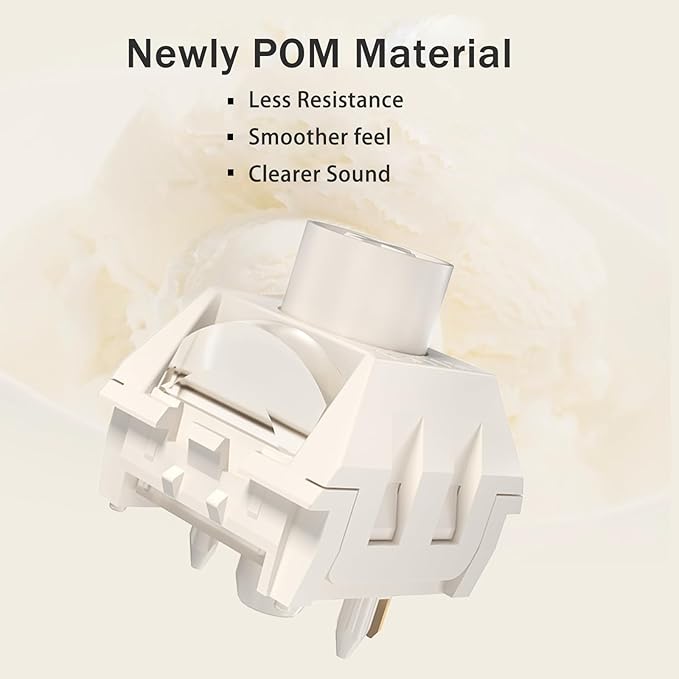 Zjmehty Kailh Box Ice Cream PRO MAX Switches for Mechanical Keyboard,5-pin Linear/45gf/Pre lubed/upgrated POM Material/Stronger Reboud Switches(Ice Cream PRO,72pcs)