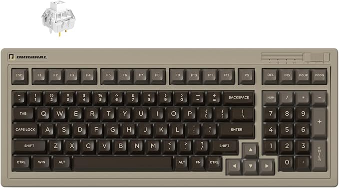 FL·ESPORTS OG98 Retro Tri-Mode Mechanical Keyboard, 96% Gasket Mount Hot Swappable Gaming Keyboard, SA Profile PBT Keycaps, 4000mAh for Mac/PC - Tactile Switches | Brown