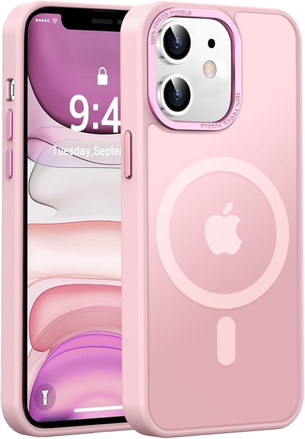 Newfuture Designed for iPhone 11 Case with Strong Magnetic [13 FT Military Drop Protection] [Compatible with Magsafe] Slim Translucent Matte Shockproof with Anti-Fingerprint Phone Case, Tender Pink