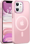 Newfuture Designed for iPhone 11 Case with Strong Magnetic [13 FT Military Drop Protection] [Compatible with Magsafe] Slim Translucent Matte Shockproof with Anti-Fingerprint Phone Case, Tender Pink