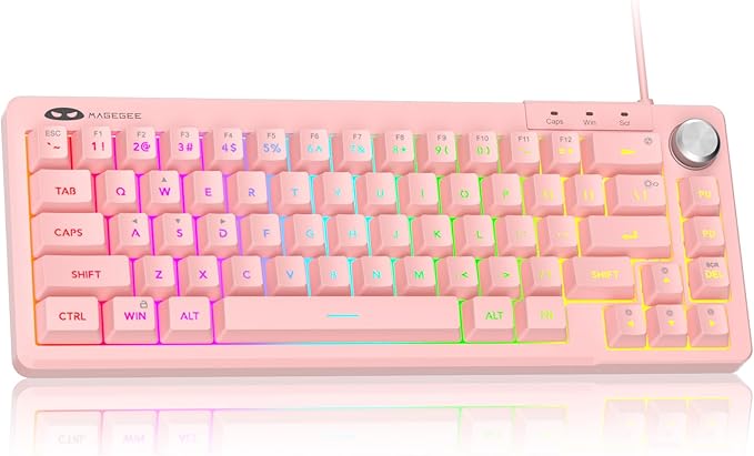 MageGee Mini 60% Gaming Keyboard, RGB Backlit Ultra-Compact Keyboard, TS68 Ergonomic Waterproof Mechanical Feeling Office Computer Keyboards for PC, MAC, PS4, Xbox ONE Gamer