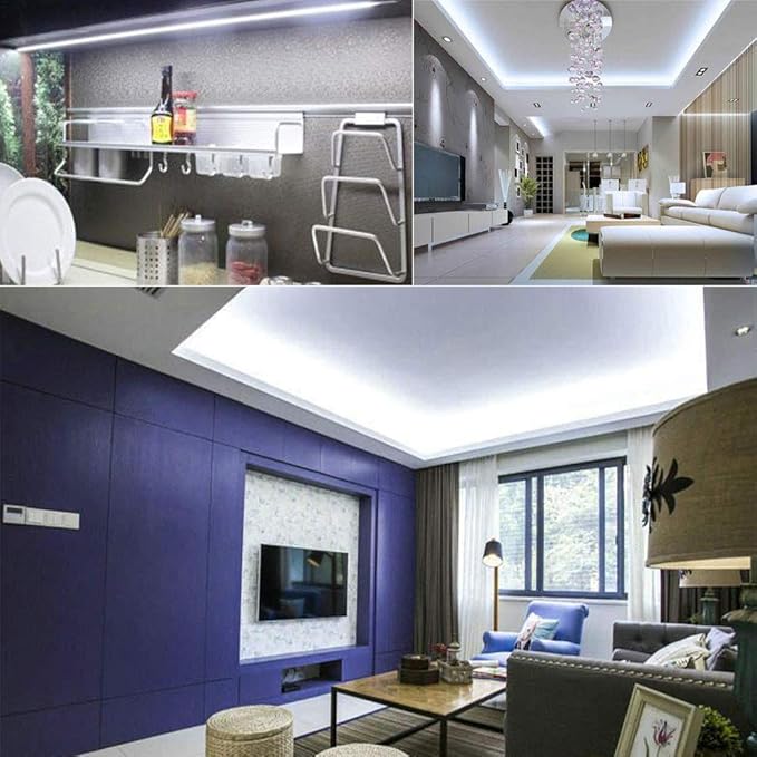 SUYOOULIN LED Strip Lights, SMD 2835 LED Strip, DC12V 1200LEDs 16.4Ft 26000LM High Density LED Light Strips Tube Waterproof IP67, 3 Times Brightness Than SMD3528 LED Strip, Daylight White 6500K