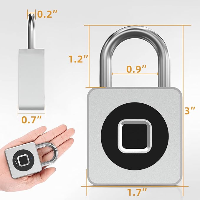 Pothunder Fingerprint Padlock with APP, Keyless Biometric Lock, Smart Waterproof Padlock Suitable for Gym, Locker, Gates, Fence and Storage