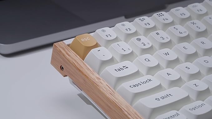 Keychron K2 HE QMK Wireless Gaming Custom Mechanical Keyboard, 2.4 GHz/Bluetooth/Wired 96% Layout Hot-Swappable Programmable RGB Backlit Gateron Magnetic Switches for Mac Windows, Wood Frame-White