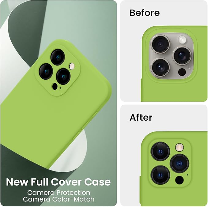FireNova Designed for iPhone 15 Pro Case, Silicone Upgraded [Camera Protection] Phone Case, Soft Anti-Scratch Microfiber Lining Inside, 6.1 inch, Sprout Green