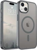 SUPFINE Magnetic for iPhone 15 Case(Compatible with MagSafe)(Military Grade Drop Protection) Slim Translucent Matte Shockproof Women Men Girl Phone Cover,Gray