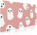 Halloween Cute Ghost Mouse Pad Kawaii Cartoon Spooky Funny Spirit Extended Desk Mat Non-Slip Rubber Base Stitched Edge Large XXL Pink White Mousepad for Gaming Laptop Computer Desktop 35.4×15.7 in