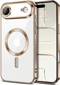 Hython Magnetic Clear for iPhone Air Case with Camera Lens Protector [Compatible with MagSafe] Luxury Plating Edge Slim Soft TPU Cover Protective Phone Case for iPhone Air 6.5", Desert Brown