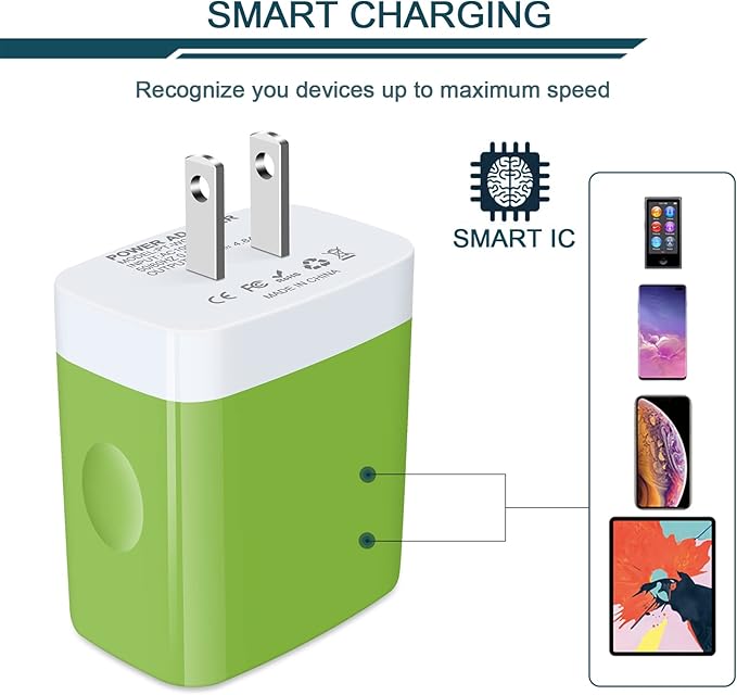 Wall Charger, USB Charger Adapter, AILKIN 4.8A 4Multi Port Fast Charging Station Power Base Block Plug Cube Brick for iPhone, iPad, Samsung Galaxy, Moto, Google Pixel, Kindle Fire Plug Cargador Carro