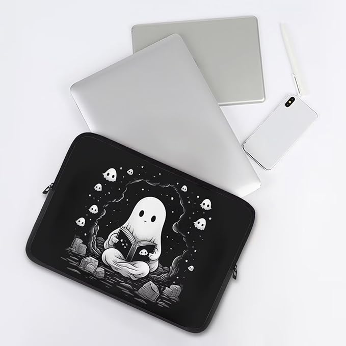 Cute Ghost Laptop Sleeve Case for Women Men 15 inch Laptop Protector with Multiple Uses Portable Computer Sleeve Kawaii Tablet Bag Laptop Carrying Case Gifts for Girls