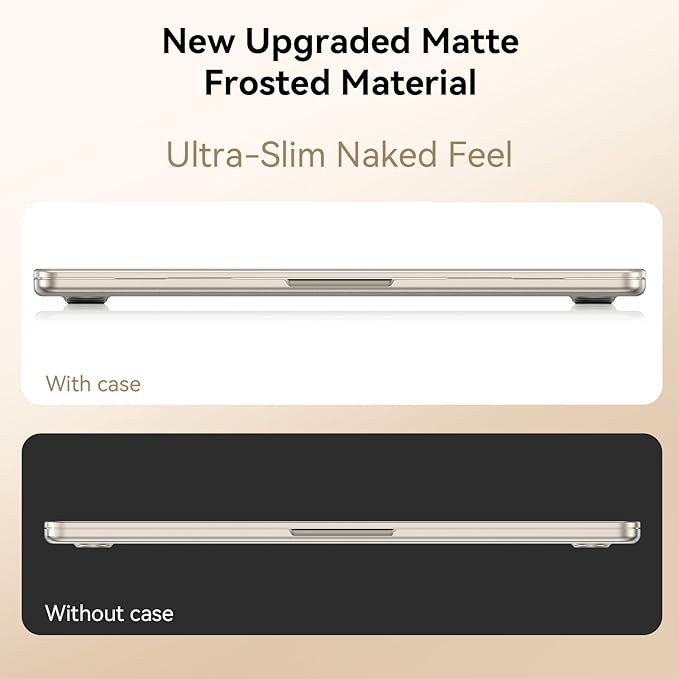 EooCoo Case Compatible with MacBook Air 13 inch M5 2026-2022 M4 M3 M2 A3449 A3240 A3113 A2681, Matte Hard Shell Scratch Resistant Protective Cover Compatible for MacBook Air 13.6 inch, Frost Starlight