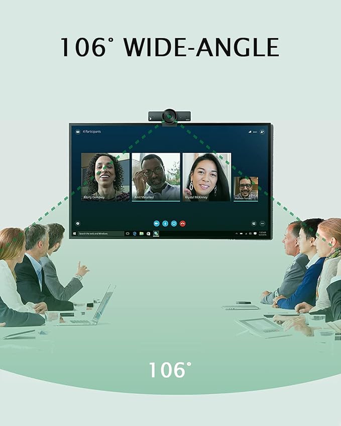 WYRESTORM Zoom Certified AI 4K Webcam, 8X Digital Zoom, 106° FOV, Auto Framing, Dual mics Noise Cancellation, USB Webcam Ideal for Meeting, Conference, Remote Education, HD Live Streaming