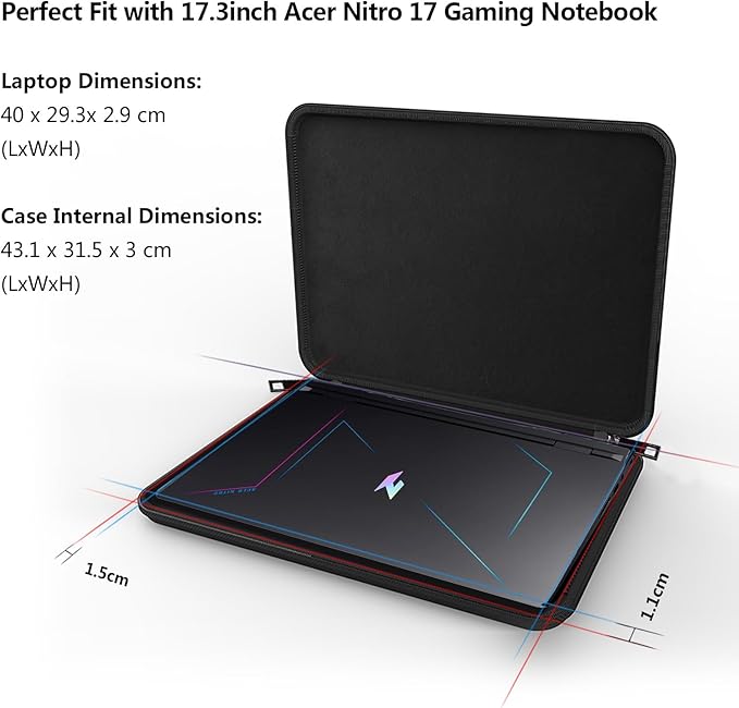 Smatree 17.3inch Hard Laptop Sleeve Case Only for Acer Nitro 17, Acer Nitro 17 Protective and Water-Resistant Bag, Travel Hard Case (NO Fit Other 17.3 inch Laptop！)