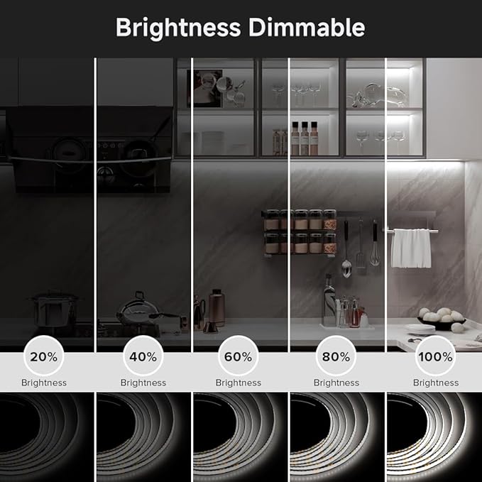 BTF-LIGHTING FCOB COB FOB LED Strip Lights 5V USB Powered 3.28FT 320LEDs Cool White 6000K 8mm Width Dimmable CRI 90+ with 3M Tape Flexible High Density for 3D Printer TV Backlight PC DIY Decor