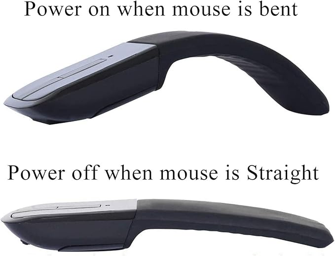 Bluetooth Arc Mouse Foldable Slim and Portable Mini Wireless Computer Travel Mouse Folding Optical Touch Mice for Laptop Tablet - Black