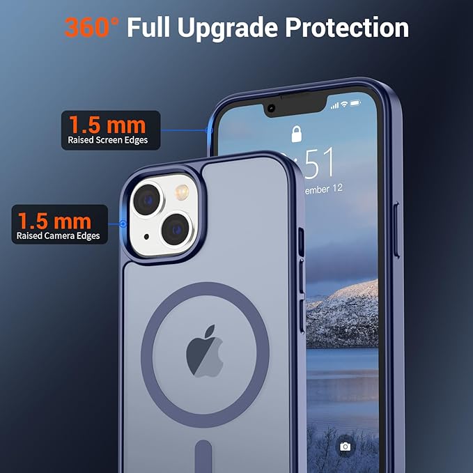 SUPFINE Magnetic for iPhone 15 Plus Case & iPhone 14 Plus Case(Compatible with MagSafe)(Military Grade Drop Protection) Slim Translucent with Anti-Fingerprint Phone Case,Lavender Gray