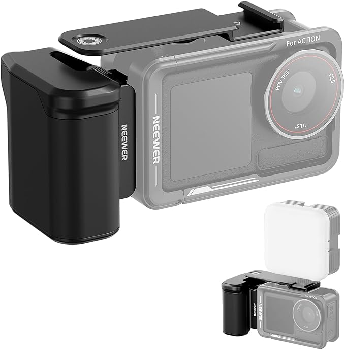 NEEWER AC034 Side Handle Only for AC014 Cage Compatible with DJI Osmo Action 5 Pro/4/3, Modular Quick Release Magnetic Action Camera Mount Adapter with Grip & Cold Shoe Shutter Extender Bar, Black
