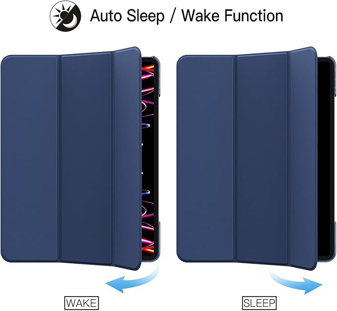 JETech Case for iPad Pro 12.9-Inch (6th/5th Generation, 2022/2021 Model), Slim Stand Hard Back Shell Smart Cover with Auto Wake/Sleep (Navy)