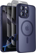 Symcele Designed for iPhone 16 Pro Case, Compatible with MagSafe, with Privacy Screen Protectors X2, [Camera Protection] [15FT Military Drop Protection] Shockproof Phone Case, 2024, Deep Blue