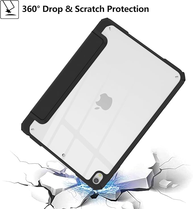 Case Compatible with iPad Air 3rd Generation, iPad Pro 10.5 inch 2017 Case with Pencil Holder, Stand Clear Back Cover for Air 3rd Gen 10.5" 2019, Auto Sleep/Wake, Black
