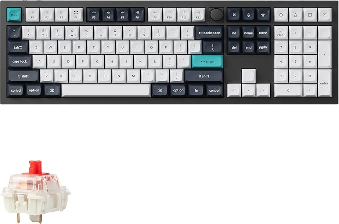 Keychron Q6 Max QMK/VIA Bluetooth Wireless /2.4 GHz/USB-C Wired Custom Mechanical Keyboard, Full Size Programmable Knob RGB Backlit Hot-Swappable Gateron Red Switch for Mac Windows Linux - Black