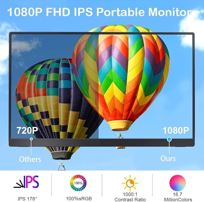 EDIY 4K Computer Monitor 13.3inch Gaming Display Portable 3840X2160 IPS with Stand Smart Case Eye Care Screen 60HZ HDMI Type-C Mini for Switch Xbox Rpi Win PC Mac Laptop