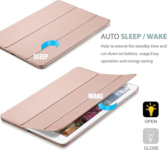 ProCase Smart Case for iPad 9.7 Inch iPad 6th/5th Generation 2018 2017(Model: A1893 A1954 A1822 A1823), Ultra Slim Lightweight Stand Cover with Translucent Frosted Back -Rosegold