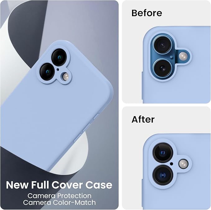 FireNova Designed for iPhone 16 Case, Silicone Upgraded [Camera Protection] Phone Case, Soft Anti-Scratch Microfiber Lining Inside, 6.1 inch, Light Blue