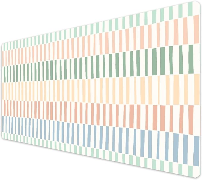 French KOKO Large Desk Mat 36" x 16.5" – Colorful Striped Extended Mouse Pad for Keyboard & Mouse – Non-Slip Waterproof Desk Protector Aesthetic Office Pad for Women & Teens