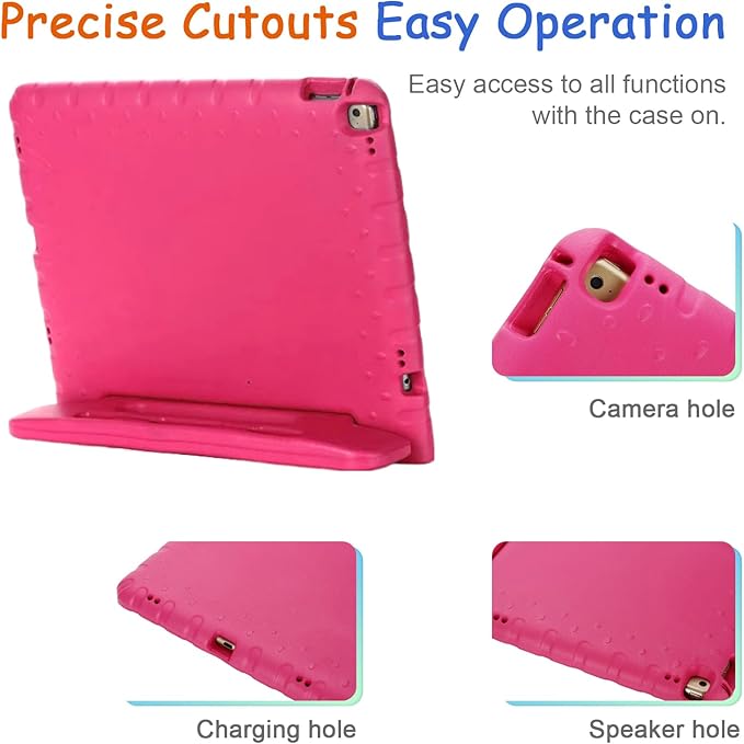 Kids Case for iPad Pro 12.9-inch (1st/2nd Gen) A1584 A1652 A1670 A1671, Techcircle Convertible Handle Stand Lightweight EVA Foam Bumper Protective Rugged Child Proof Cover with Stylus Pen Slot, Rose