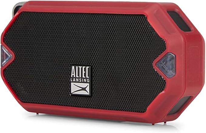 Altec Lansing - HydraMini Wireless Bluetooth Speaker, IP67 Waterproof USB C Rechargeable Battery with 6 Hours Playtime, Compact, Shockproof, Snowproof, Everything Proof (True Red)