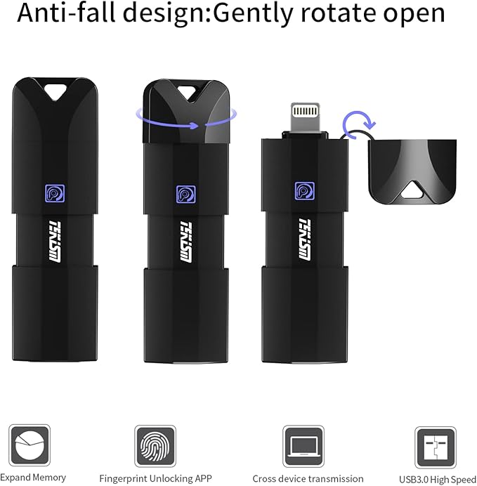 MFi Certified 128GB Photo Stick for iPhone Flash Drive,USB Memory Stick Thumb Drives High Speed USB Stick External Storage Compatible with iPhone/iPad/iPod/PC
