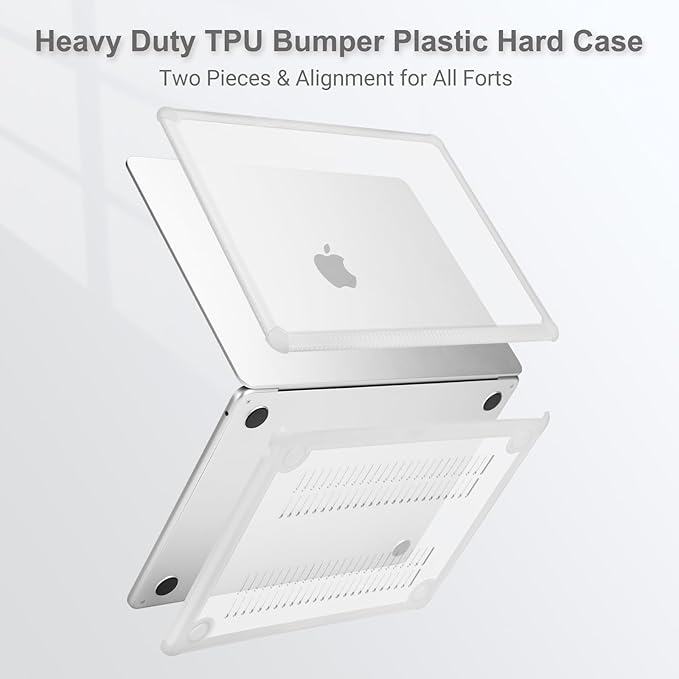 MOSISO Shock-Absorbing Hard Case Compatible with MacBook Air 15 inch M5 2026 M4 M3 M2 2025-2023 A3448 A3241 A3114 A2941,Anti-Cracking Heavy Duty Hard Shell with TPU Bumper&Keyboard Cover,Crystal Clear