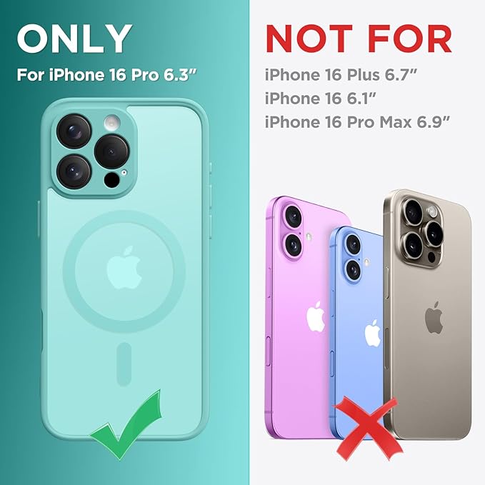 CAPRARO Magnetic Compatible with iPhone 16 Pro Case, Upgraded [Full Camera Protection] [Compatible with MagSafe] Protective Translucent Matte Women Girl Phone Case Cover, Smoky Blue