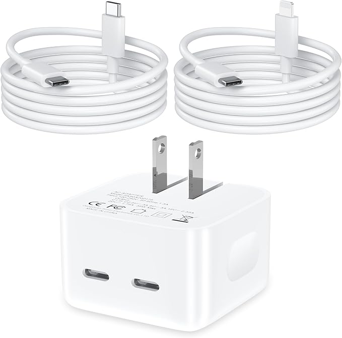 USB C Charger Block, 35W Dual USB-C Port Compact Power Adapter for Phone 17/16/15/14/13/15 Pro/Pro Max/Plus/XS/XR/X,Galaxy, Pixel,i Pad, AirPods, MacBook Air and More